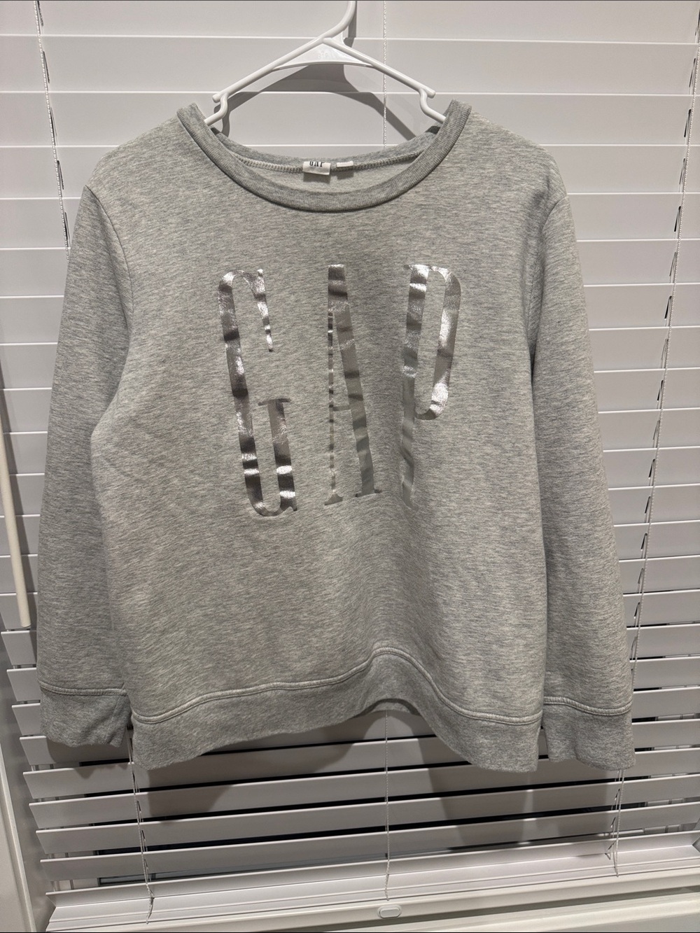 GAP Light Gray Crewneck Sweatshirt with Silver Logo 21 PTP